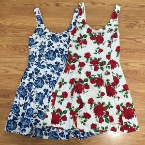 H&M Floral Rose Stretch Minidress Lot Sz 8